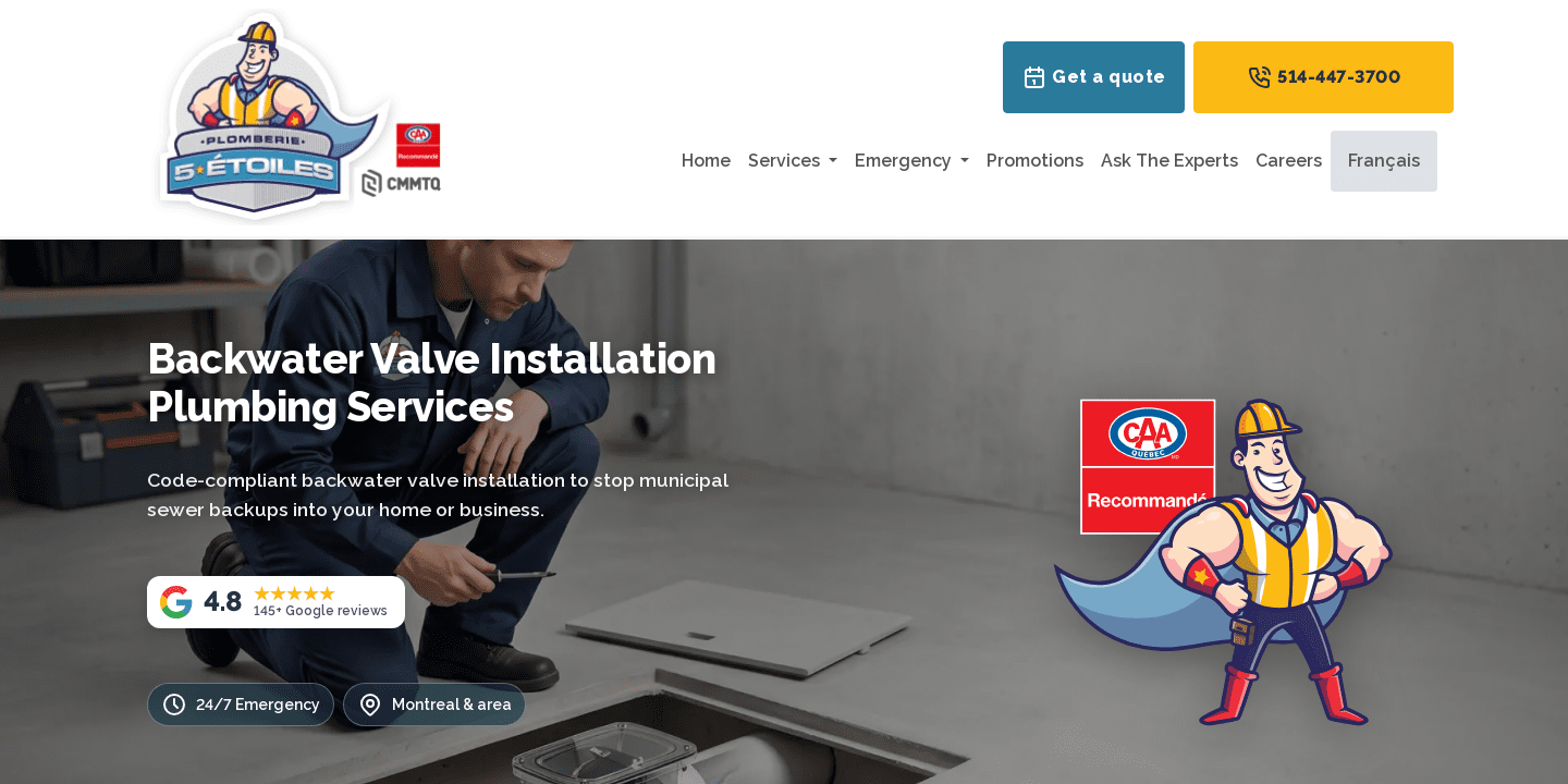 Backup Valve Installation, Sewer Backflow Preventer Installation